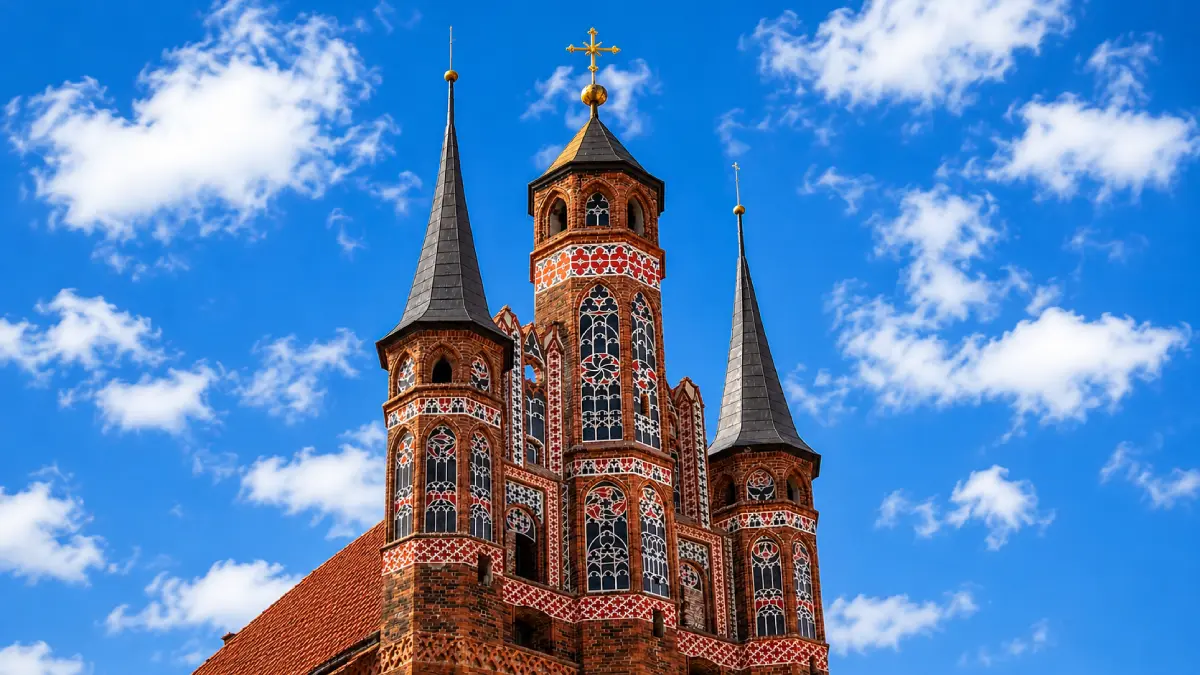 Monumentalna gotycka fasada Kościoła Wniebowzięcia NMP w Toruniu